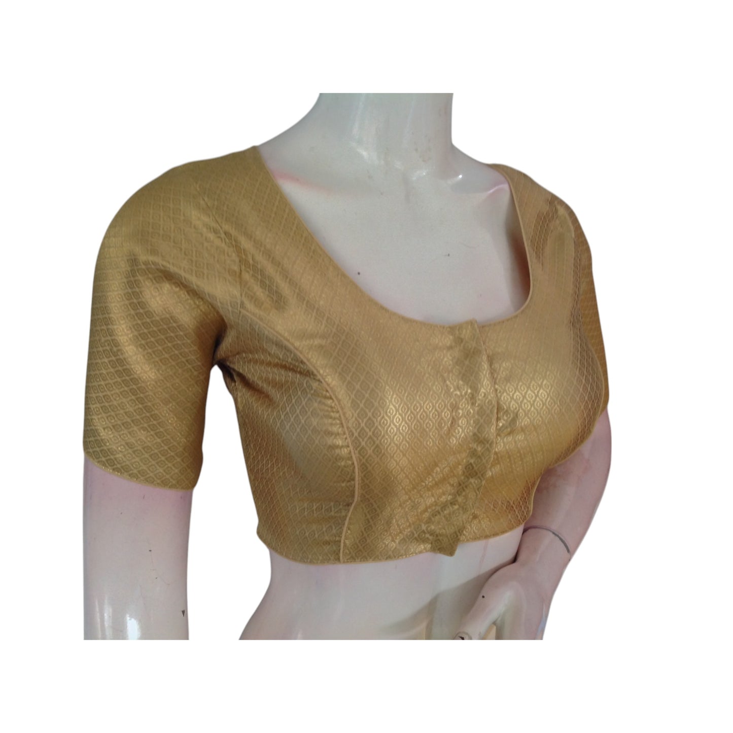 Comfort Meets Elegance: Gold Color Readymade Brocade Silk Blouse