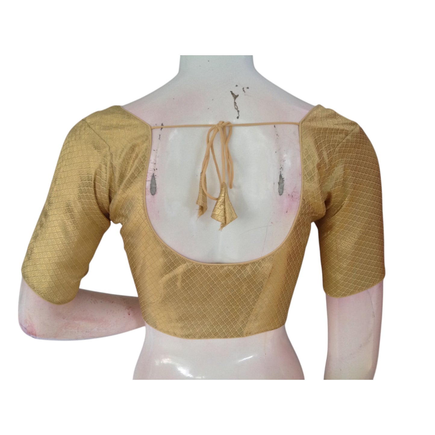 Comfort Meets Elegance: Gold Color Readymade Brocade Silk Blouse