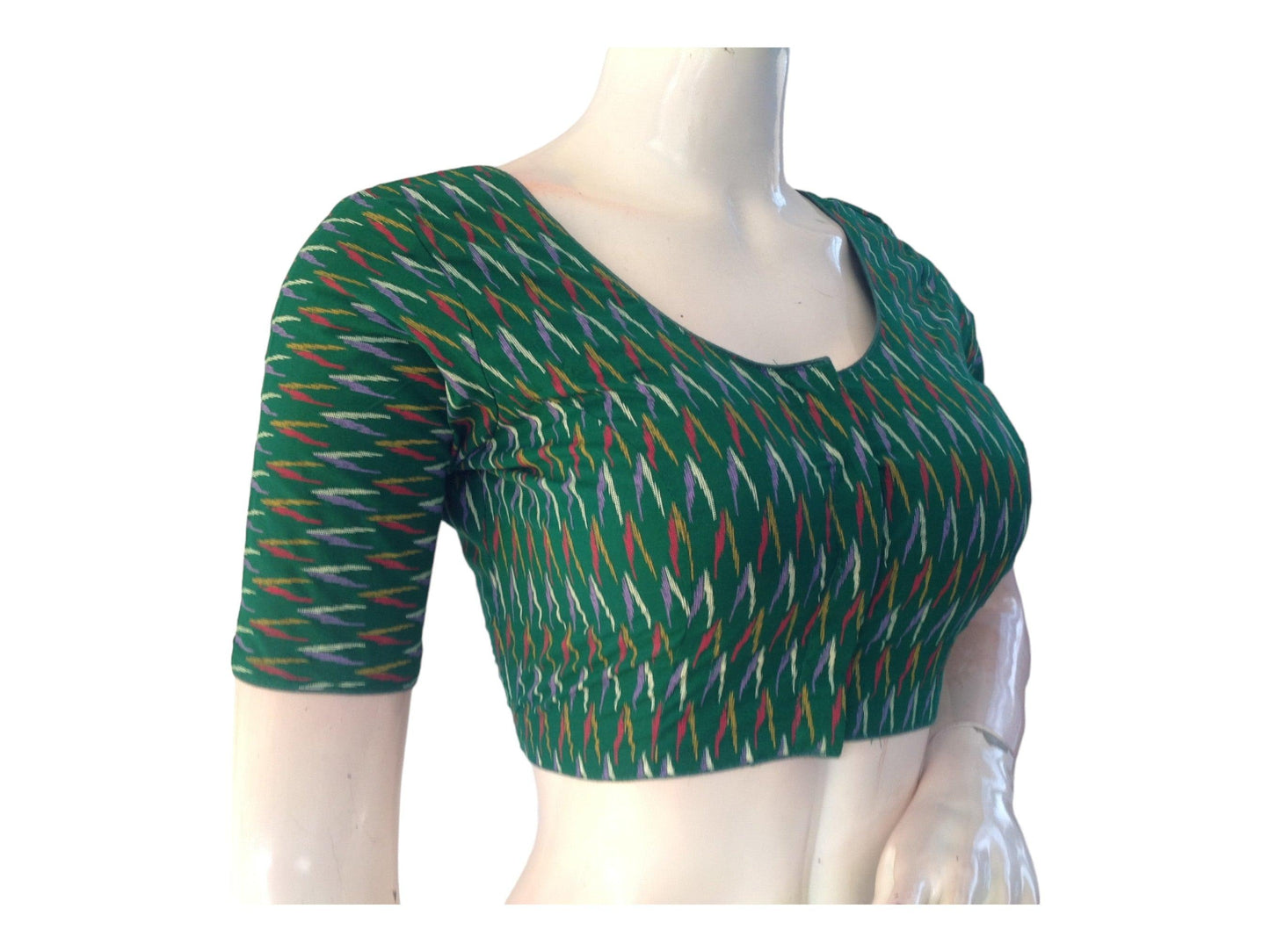 Green Saree Bouse, Cotton Readymade blouse, Trendy Indian Saree Choli top, Plus Size Blouse
