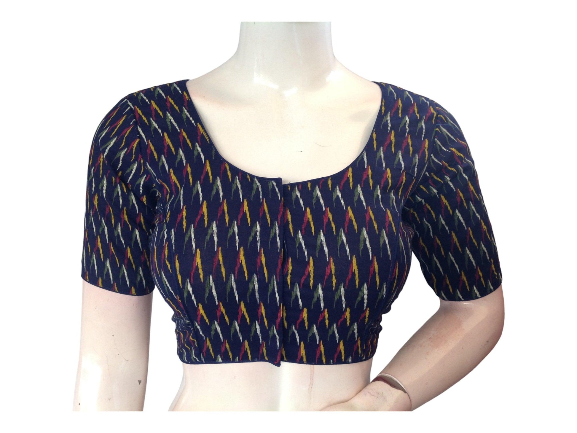 Navy Blue Saree Bouse, Cotton Readymade blouse, Trendy Indian Saree Choli top, Plus Size Blouse - D3blouses