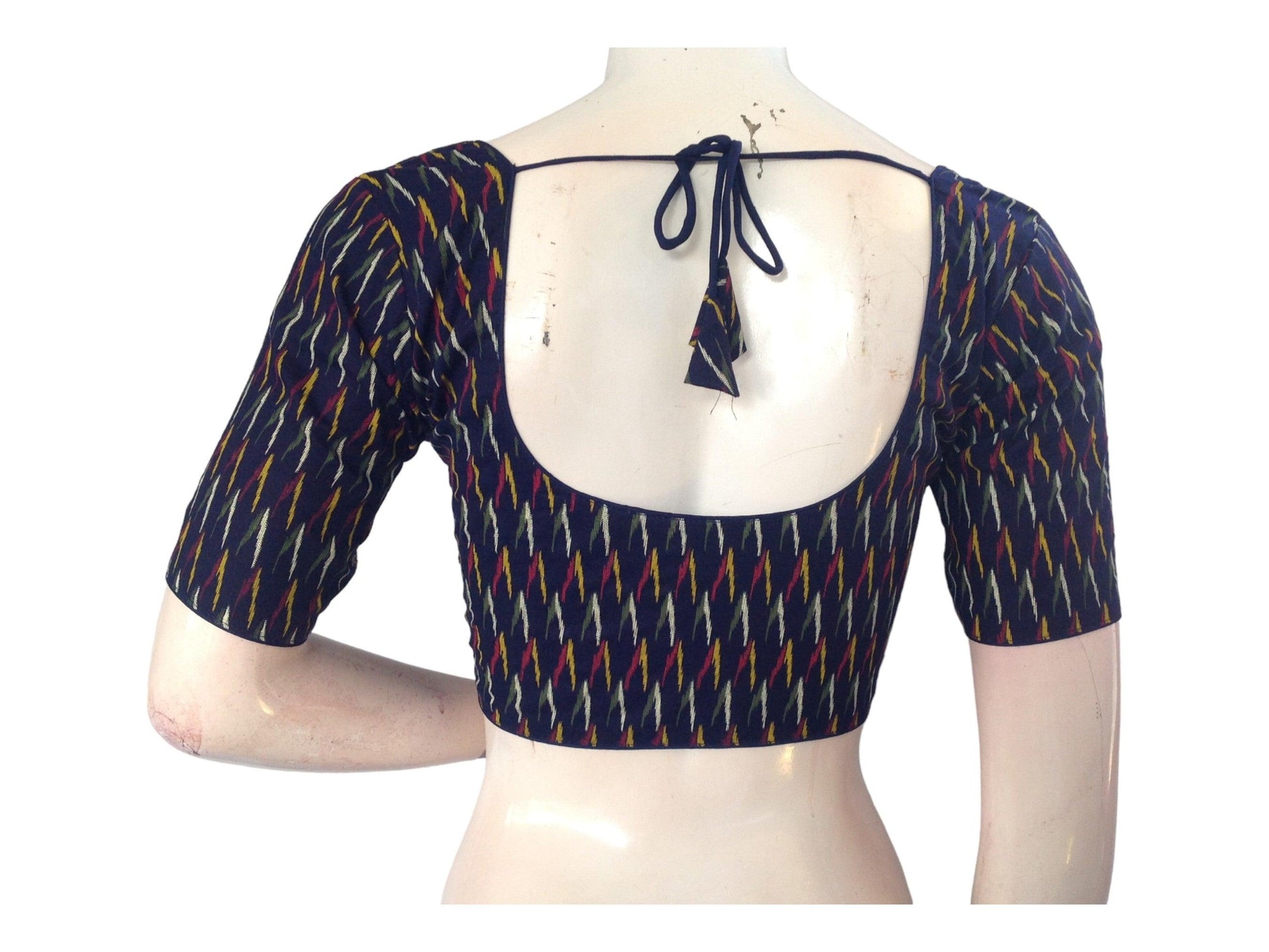 Navy Blue Saree Bouse, Cotton Readymade blouse, Trendy Indian Saree Choli top, Plus Size Blouse - D3blouses