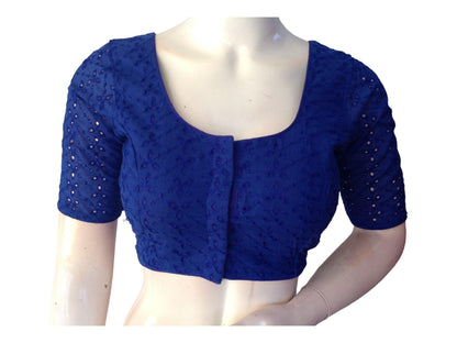 Blue Saree Blouse, Hakoba Readymade Blouse, Indian Choli top - D3blouses
