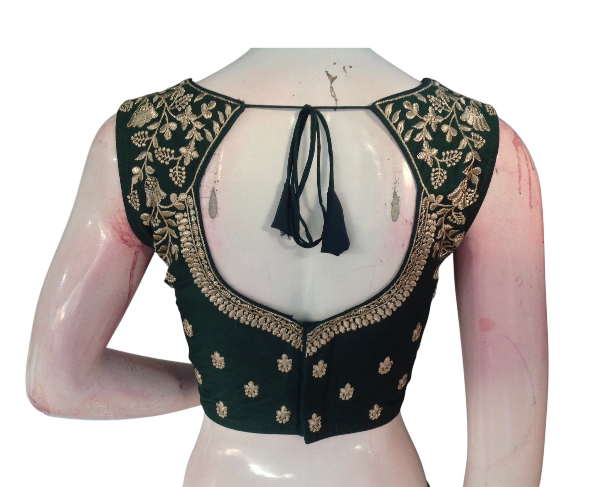Enchanting Emerald: Dark Green Embroidered Partywear Readymade Blouses