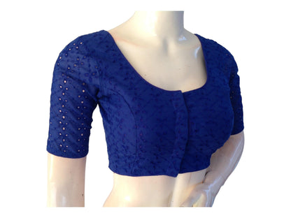 Blue Saree Blouse, Hakoba Readymade Blouse, Indian Choli top - D3blouses