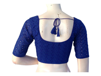 Blue Saree Blouse, Hakoba Readymade Blouse, Indian Choli top - D3blouses