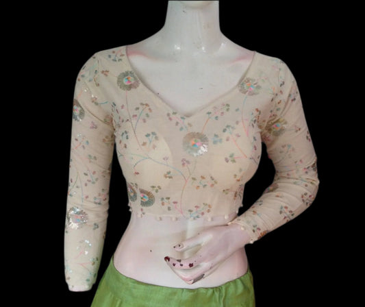 Khadi Minimalism: Sleek and Sustainable Designer Readymade Saree Blouse