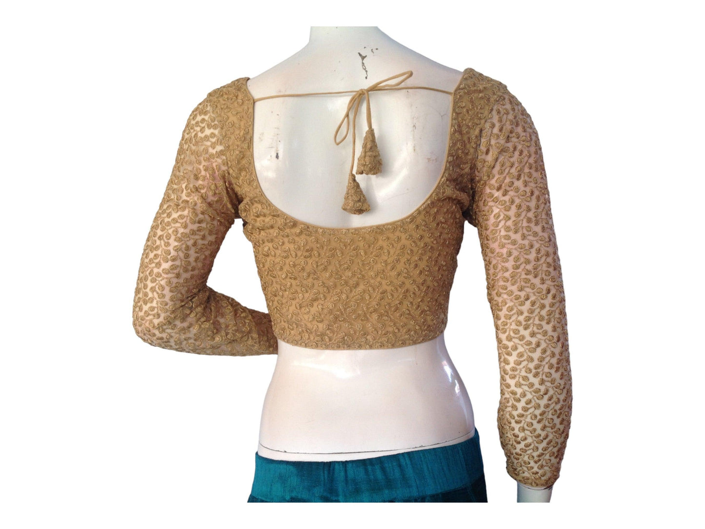 Gold Saree Blouse,3/4th sleeves Readymade Blouses, Designer Choli top