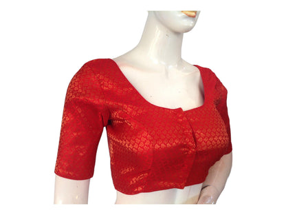 Red Color Brocade Readymade Saree Blouse, Indian Ethnic Choli top Online