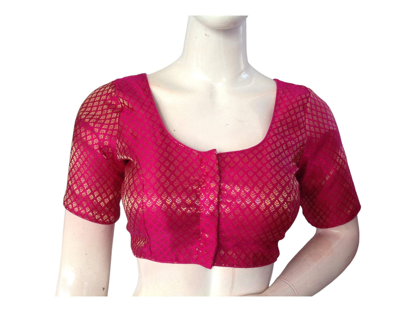 Pink Saree blouse, Silk Saree Readymade Blouse, Plus Size Brocade Saree Blouse
