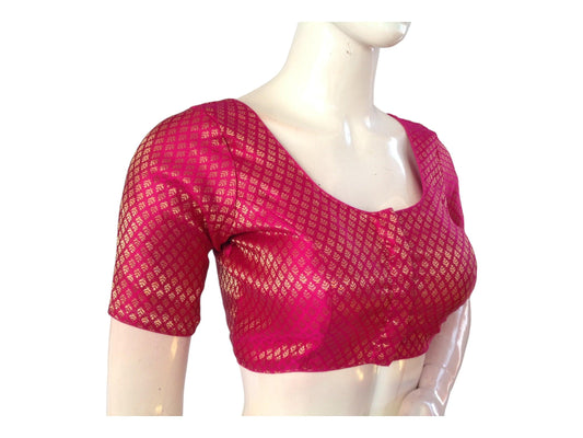 Discover elegance and comfort with our Pink Silk Saree Readymade Blouse, featuring intricate brocade details and tailored for plus-size wearers. Elevate your ensemble with sophistication and style, perfect for any occasion.