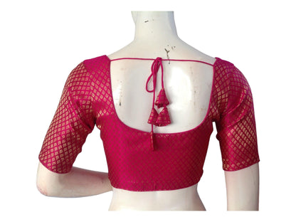 Pink Saree blouse, Silk Saree Readymade Blouse, Plus Size Brocade Saree Blouse