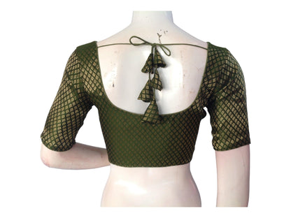 Green Saree blouse, Silk Saree Readymade Blouse, Plus Size Brocade Blouse