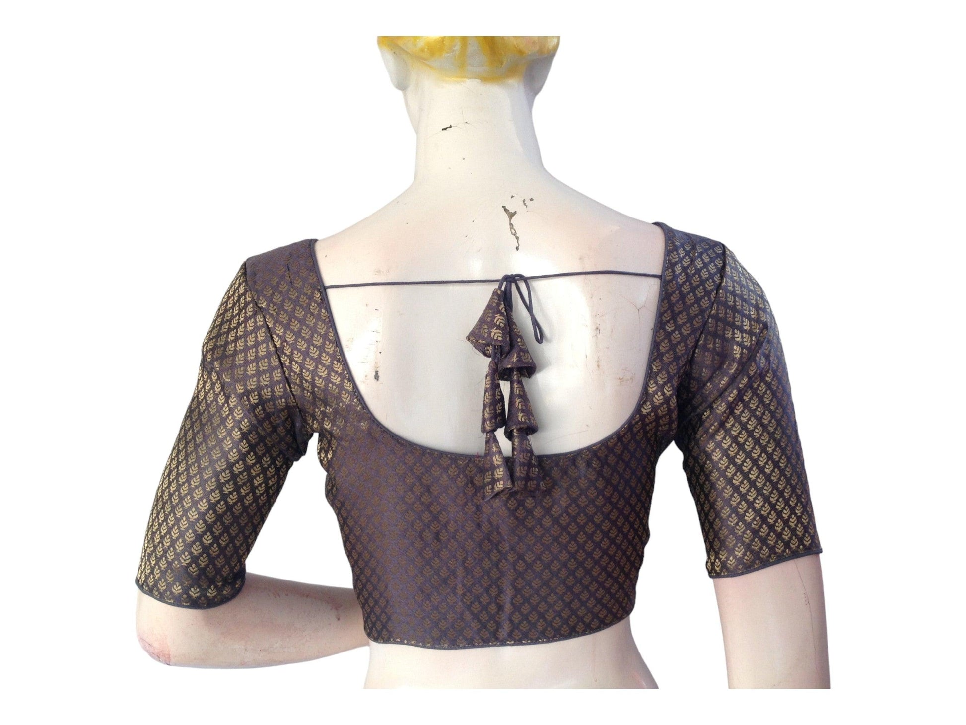 Grey Saree blouse, Silk Saree Readymade Blouse, Brocade Saree Blouse, Plus Size - D3blouses