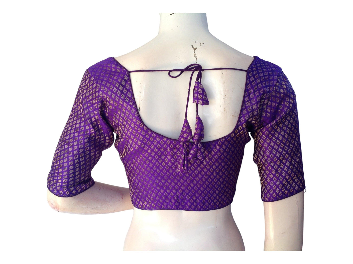 Purple Saree blouse, Silk Saree Readymade Blouse, Brocade Saree Blouse, Plus Size Choli top