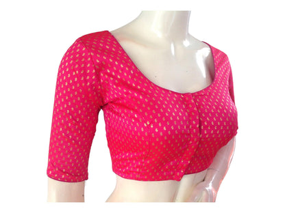 Pink Saree Blouse, Brocade Readymade Blouse, Plus size Saree Choli Top