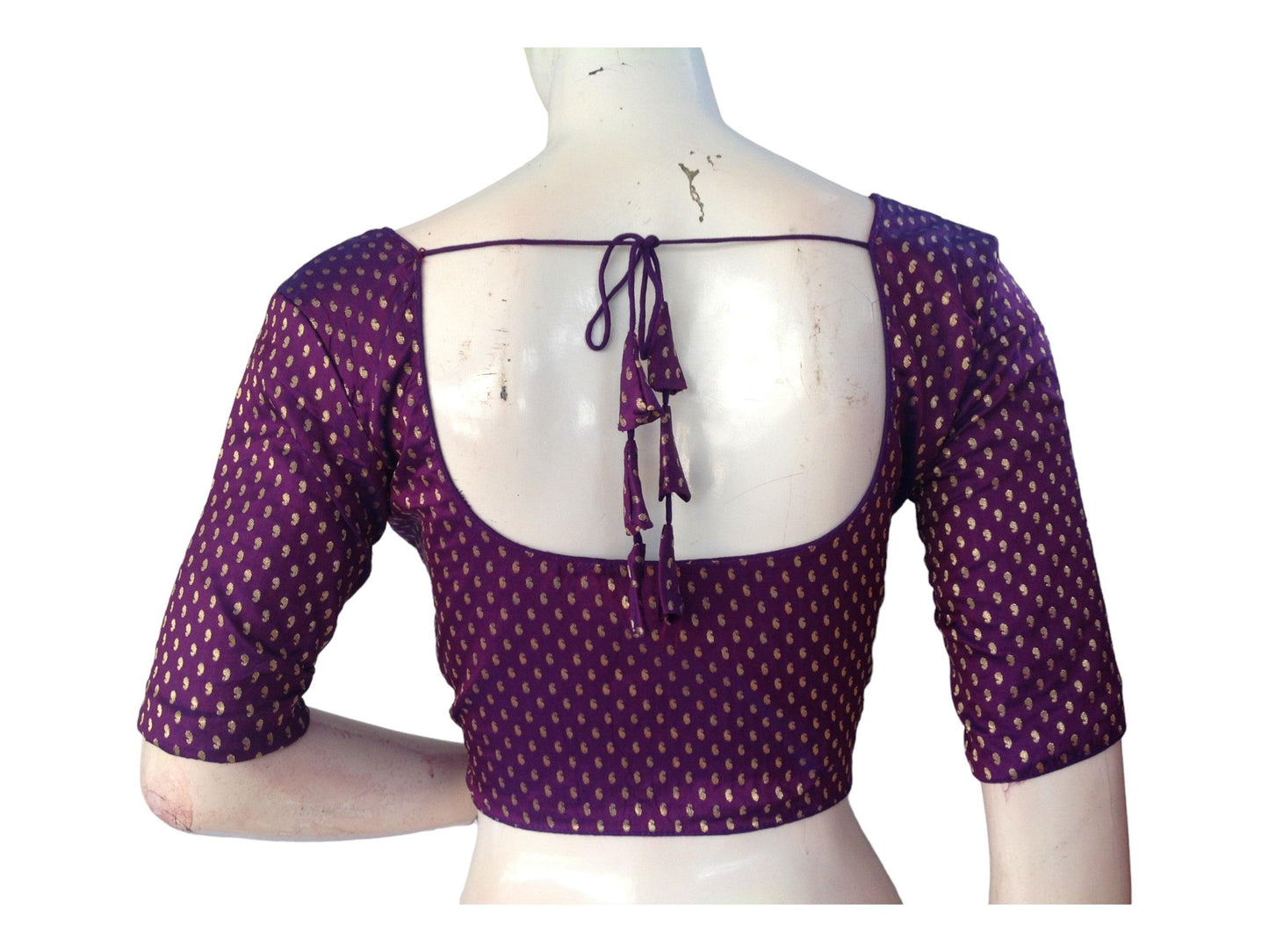 Purple Saree blouse, Silk Saree Readymade Blouse, Plus Size Brocade blouse