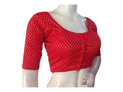 Red Saree blouse, Silk Saree Readymade Blouse, Plus Size Brocade blouse