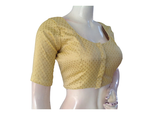 Pastel Gold Saree blouse, Silk Saree Readymade Blouse, Plus Size Brocade blouse