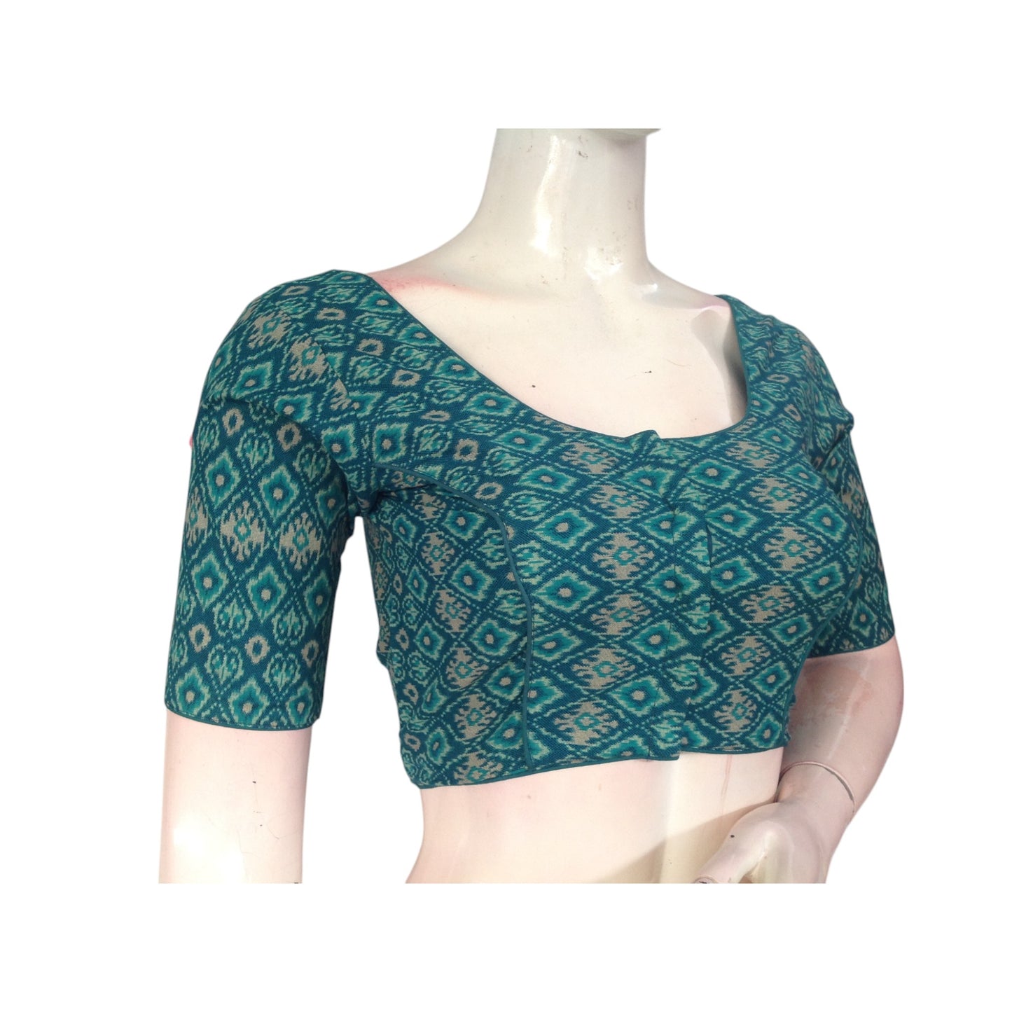 Teal Color Cotton Ready made Saree Blouse: Stylish & Comfortable