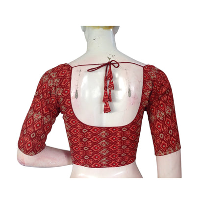 Dark Terracotta Cotton Ready made Saree Blouse: Earthy Chic