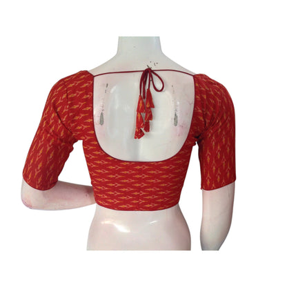 Earthy Elegance: Terracotta Color Cotton Printed Readymade Blouse