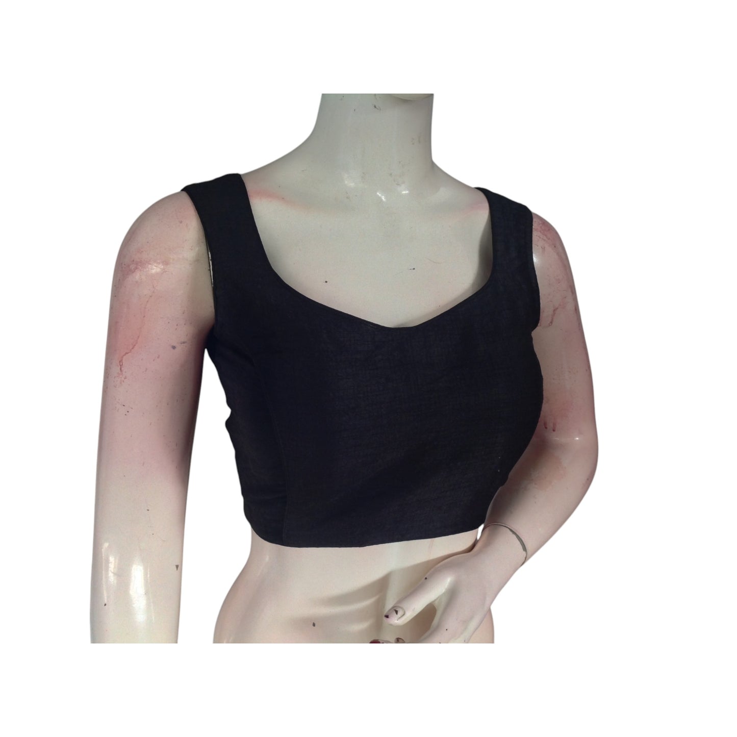 Black Color Plain Semi Silk Designer Readymade Saree Blouse