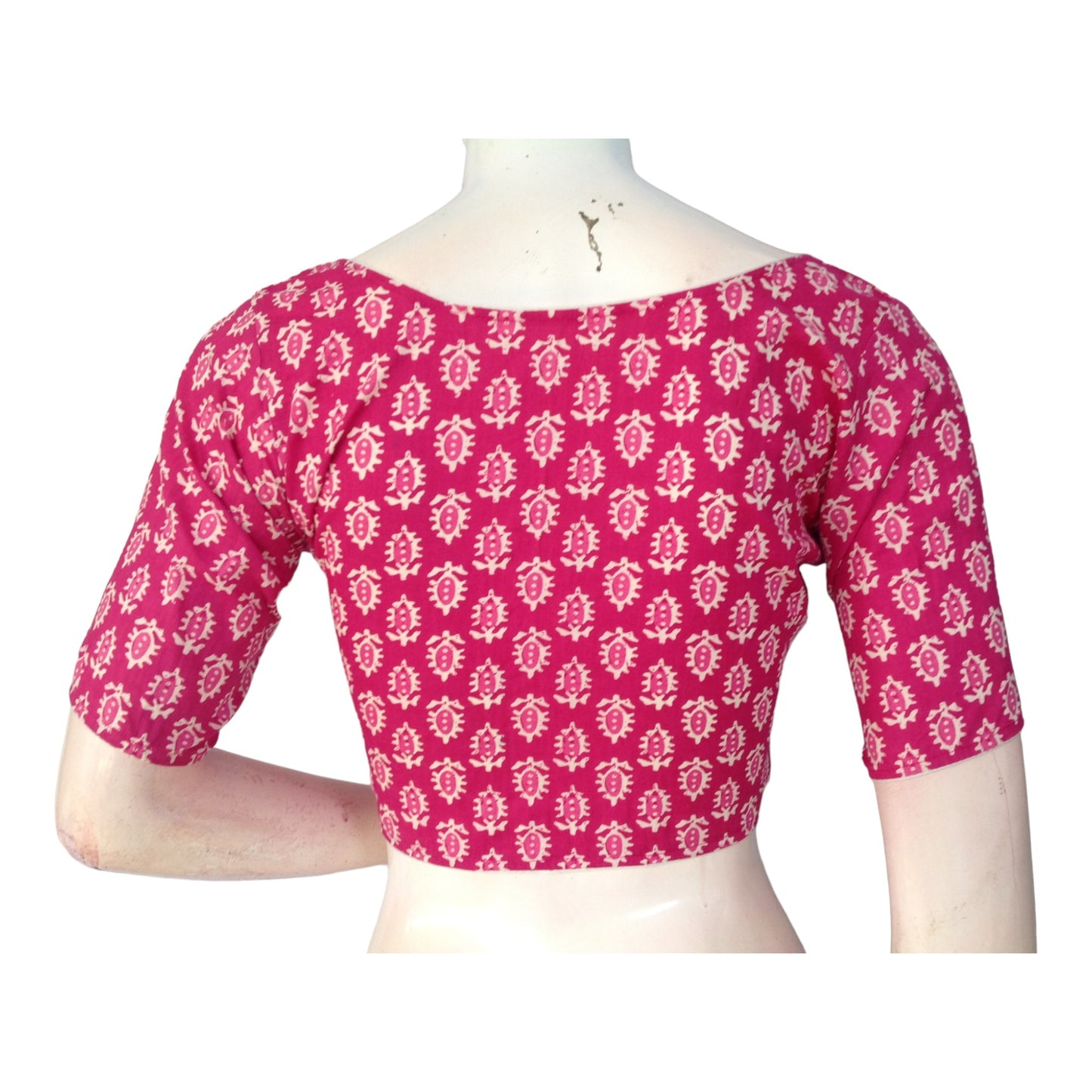 Versatile Magenta High Neck Cotton Blouse |  Handcrafted in India
