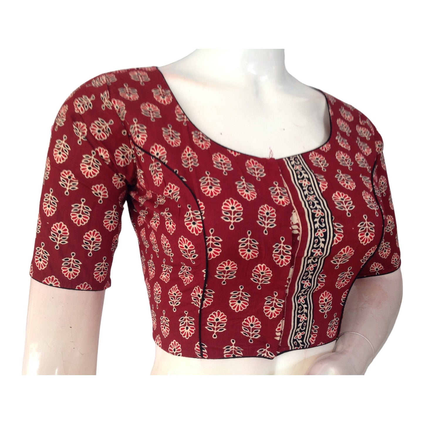 Luxurious Dark Maroon High Neck Blouse | Handmade in India