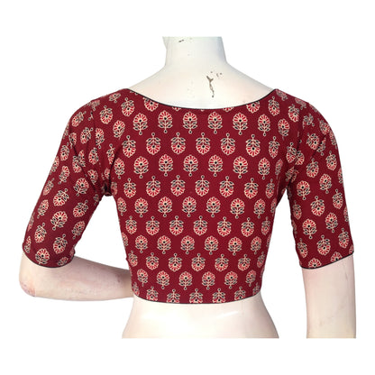 Luxurious Dark Maroon High Neck Blouse | Handmade in India
