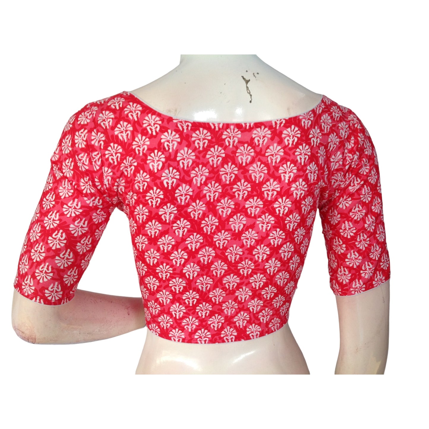 Peach Pink High Neck Saree Blouse: Pure Cotton Charm