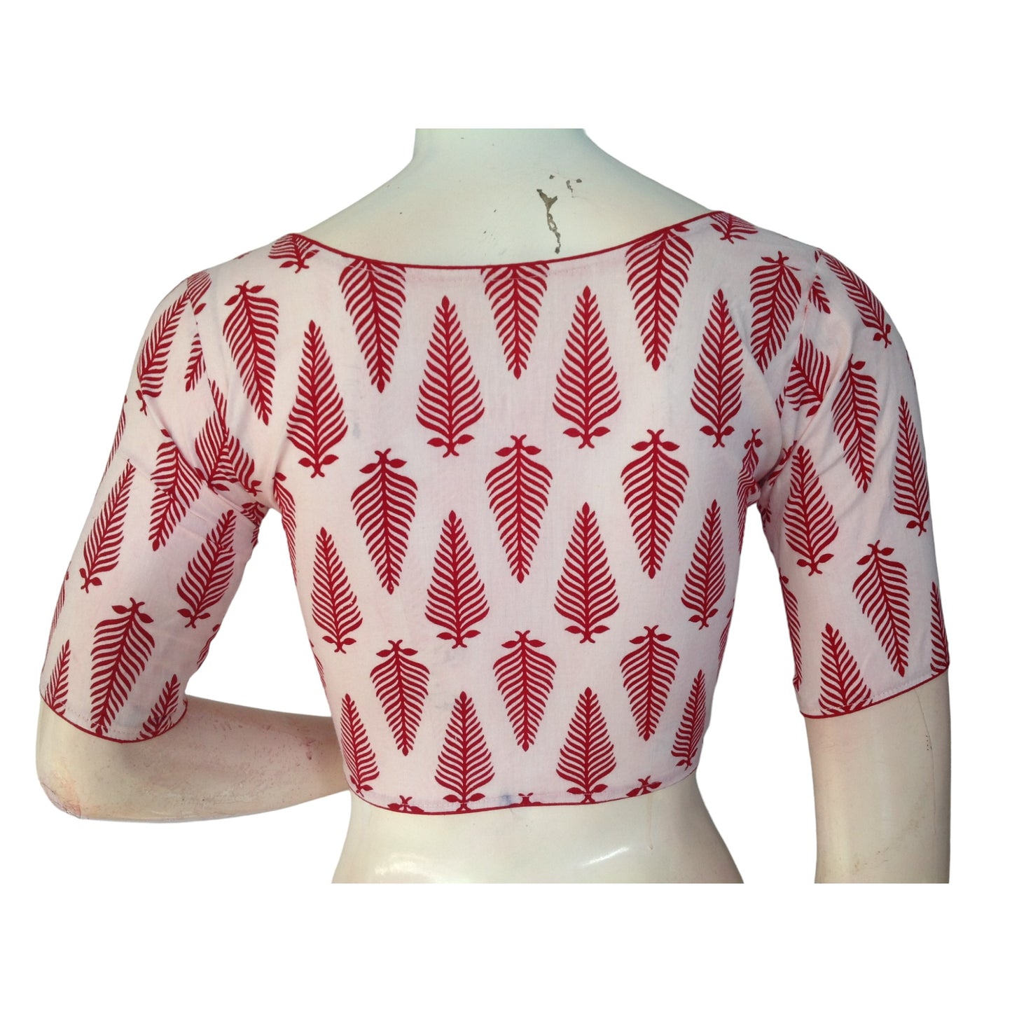 Ivory Grace: Off-White High Neck Cotton Saree Blouse