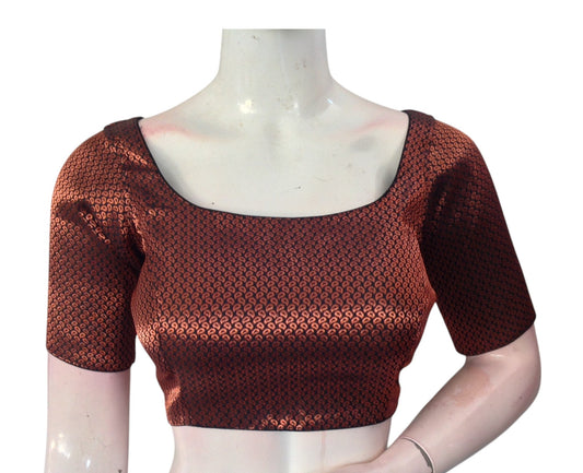 Luxurious Black & Copper Mixed Banarasi Brocade Silk Readymade Blouse