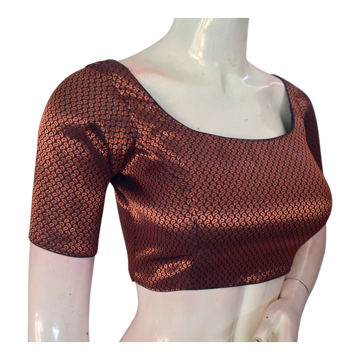 Luxurious Black & Copper Mixed Banarasi Brocade Silk Readymade Blouse