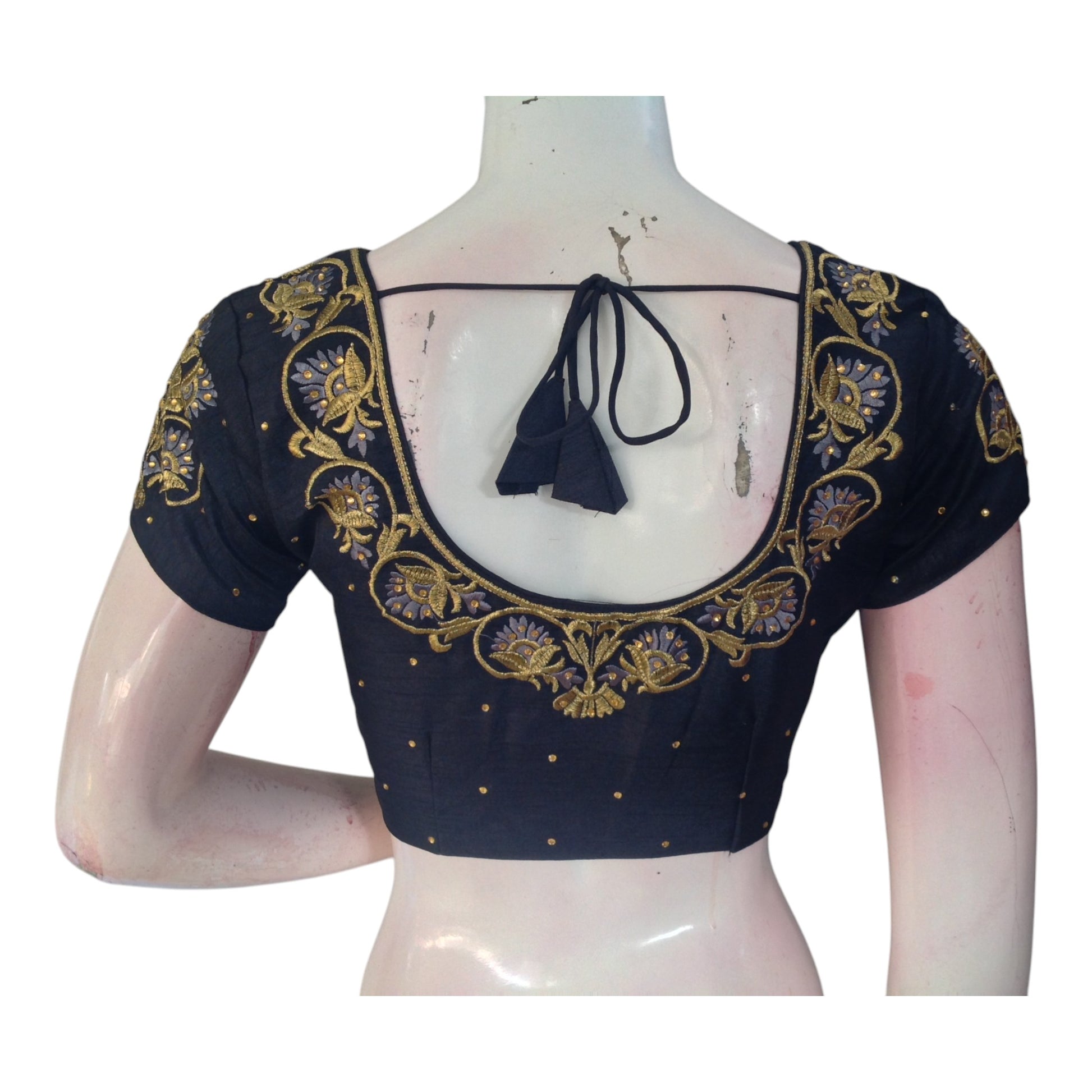 Party wear Black Color Semi-Silk Designer Embroidery Ready made Blouse