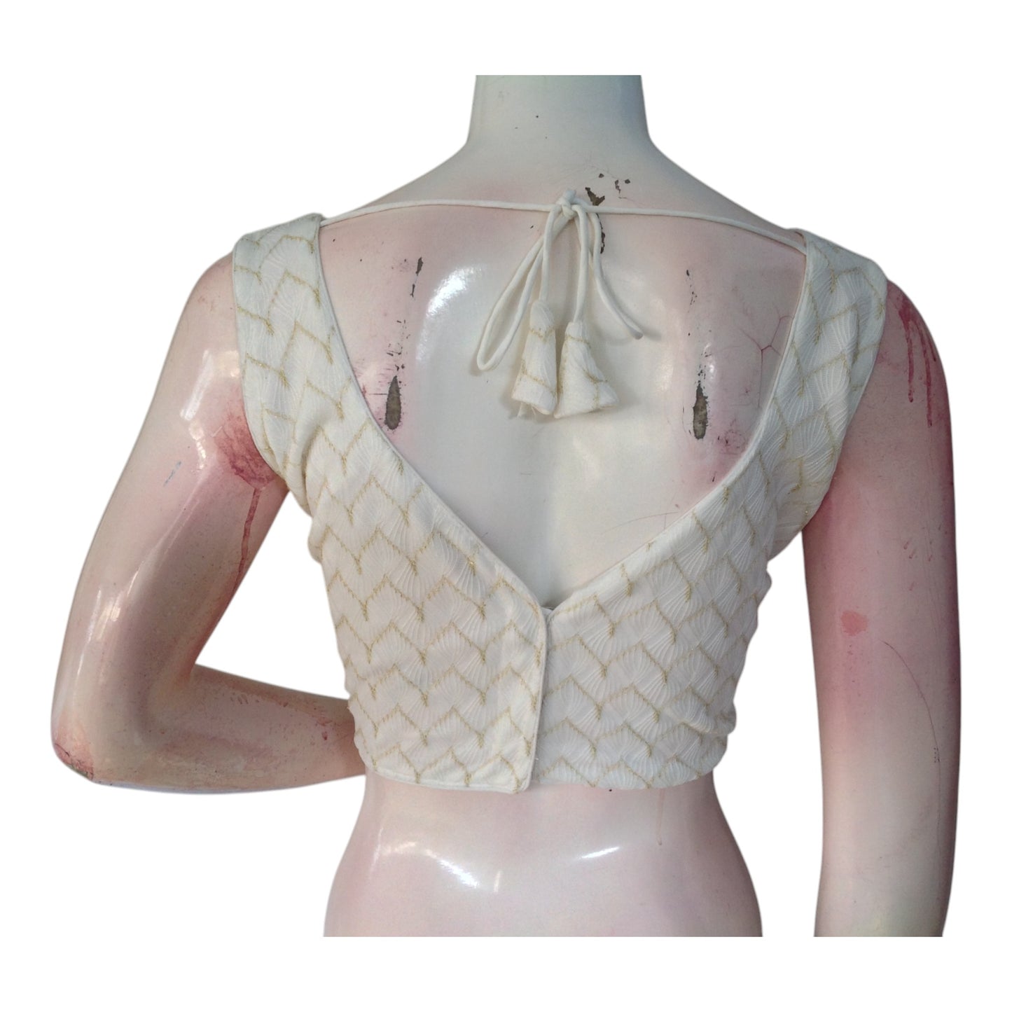 Off-White Color Georgette Designer Party Blouse - Elegant Embellished Top