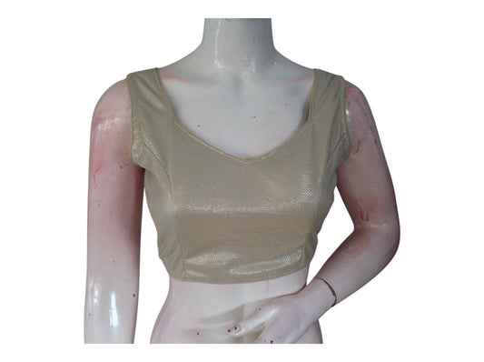 Versatile Beige Color Lycra Partywear Readymade  Blouse | Imported Fabric