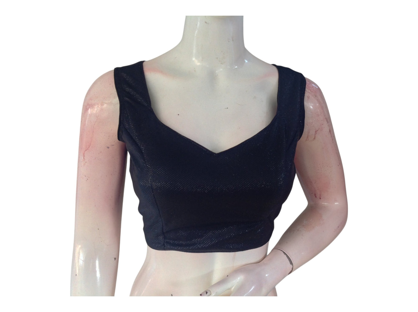 Sleek Black Lycra Partywear Readymade  Blouse | Imported Designer Top