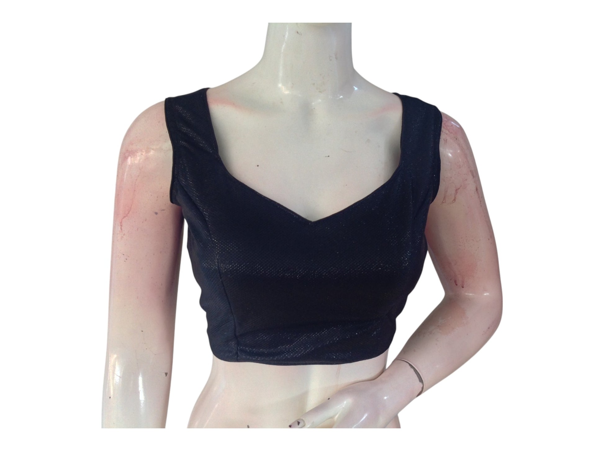 Sleek Black Lycra Partywear Readymade  Blouse | Imported Designer Top