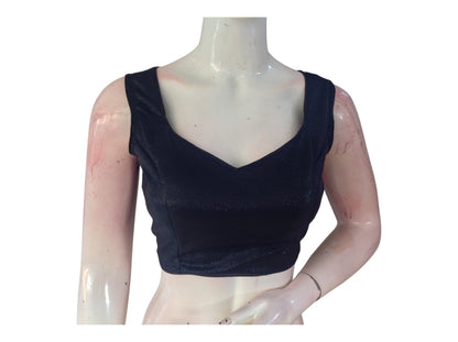 Sleek Black Lycra Partywear Readymade  Blouse | Imported Designer Top