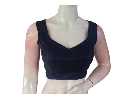 Sleek Black Lycra Partywear Readymade  Blouse | Imported Designer Top