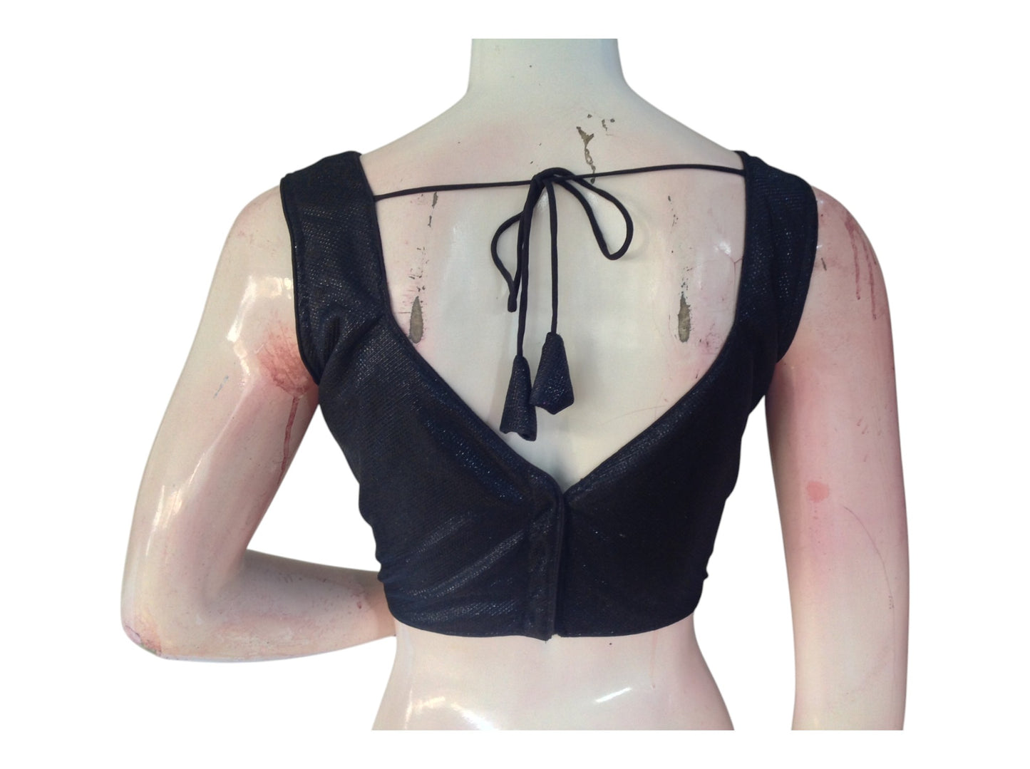 Sleek Black Lycra Partywear Readymade  Blouse | Imported Designer Top