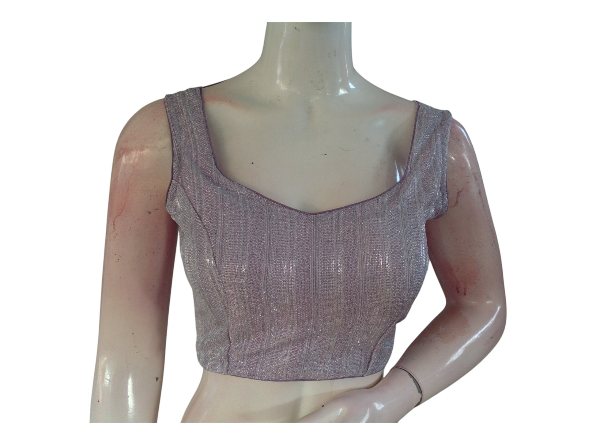 Soft Lavender Color Sequin Blouse: Couture Designer Trendy Saree Top