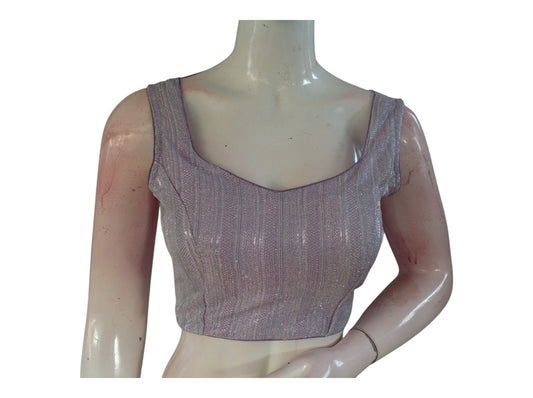 Soft Lavender Color Sequin Blouse: Couture Designer Trendy Saree Top