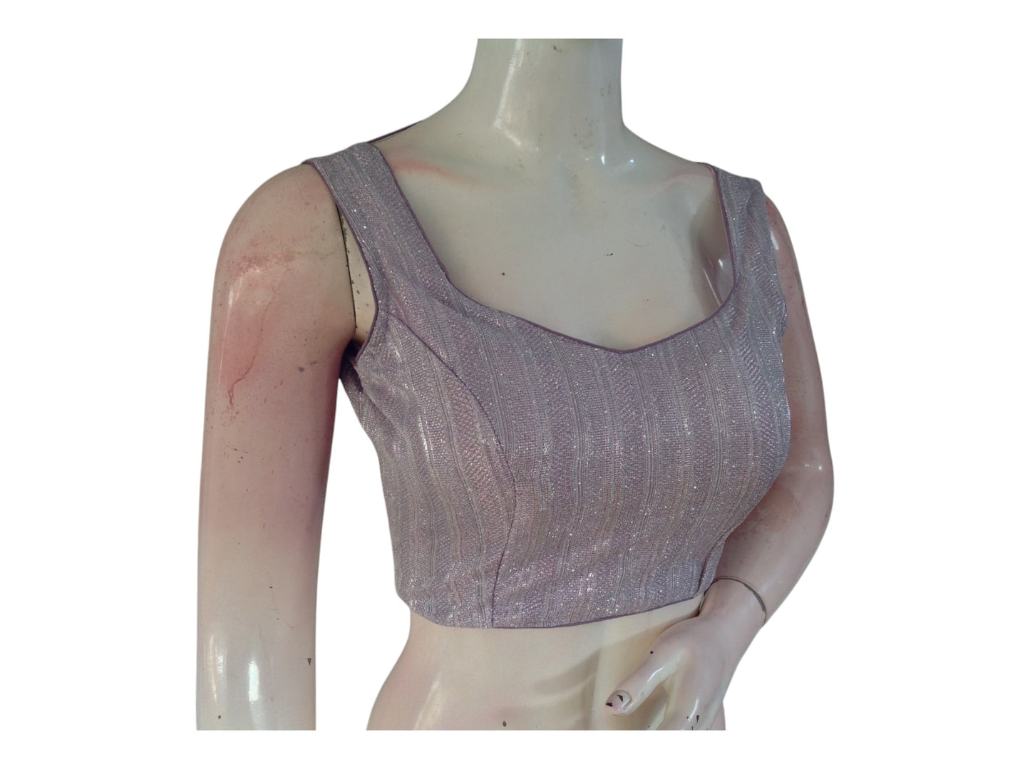 Soft Lavender Color Sequin Blouse: Couture Designer Trendy Saree Top