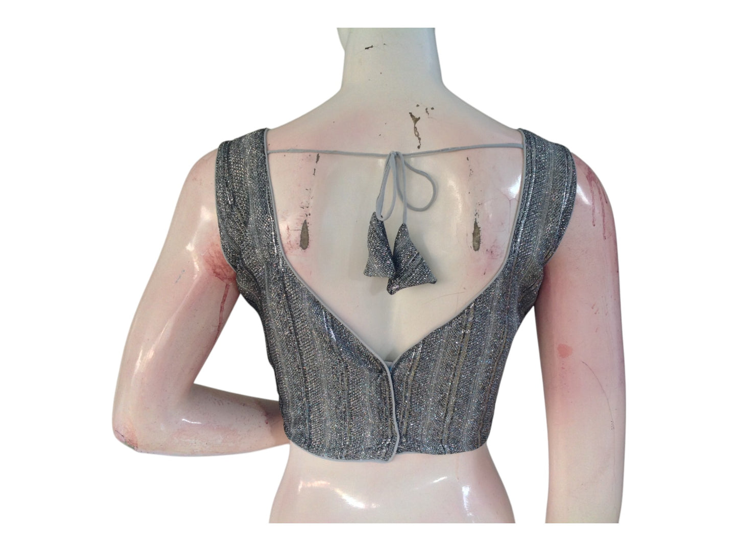 Charcoal Grey Color Sequin Ready made Blouse | Statement Designer Wear