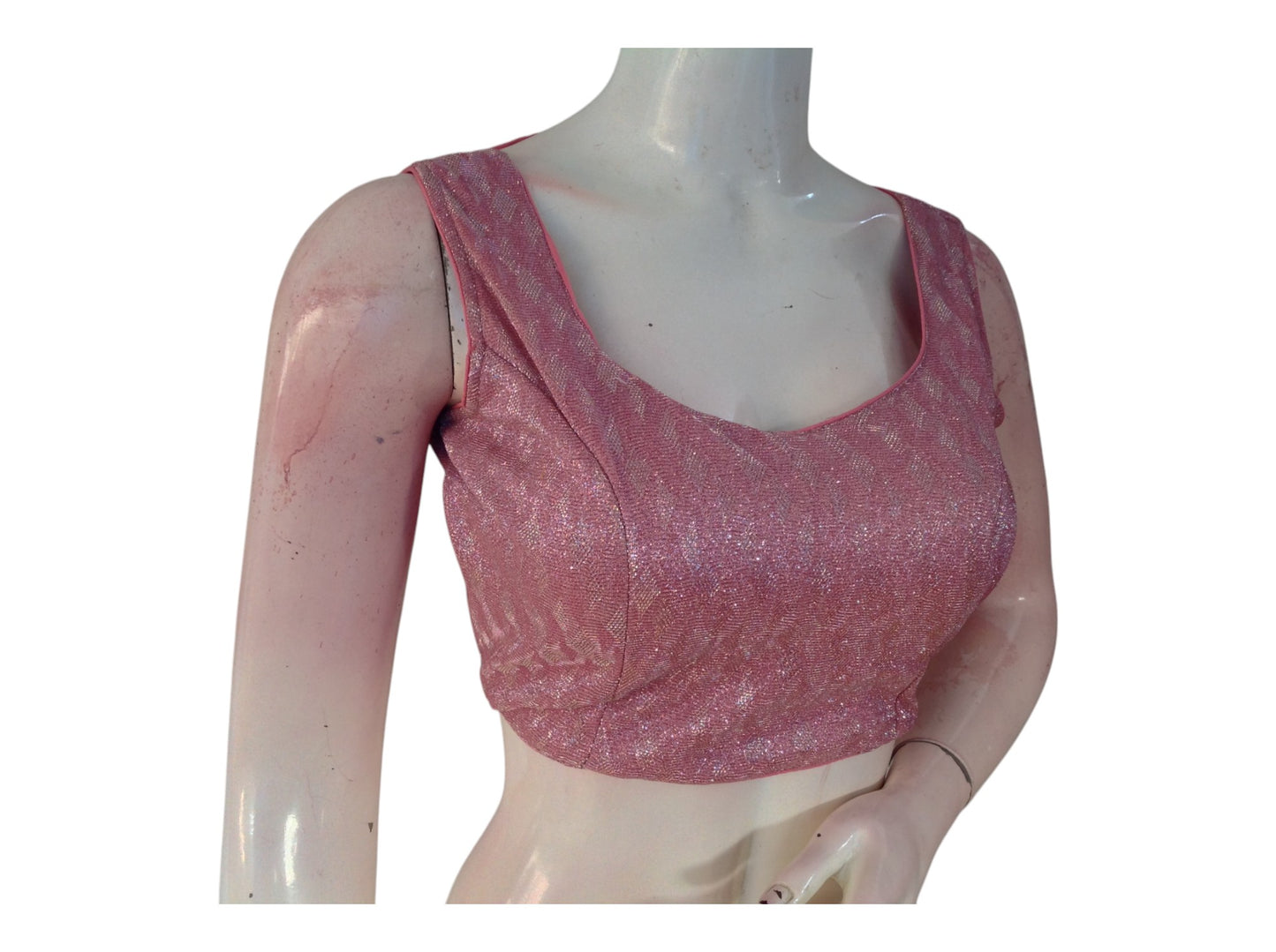 Dreamy Peach Color Sequin Ready made Blouse | Custom Designer Saree Top