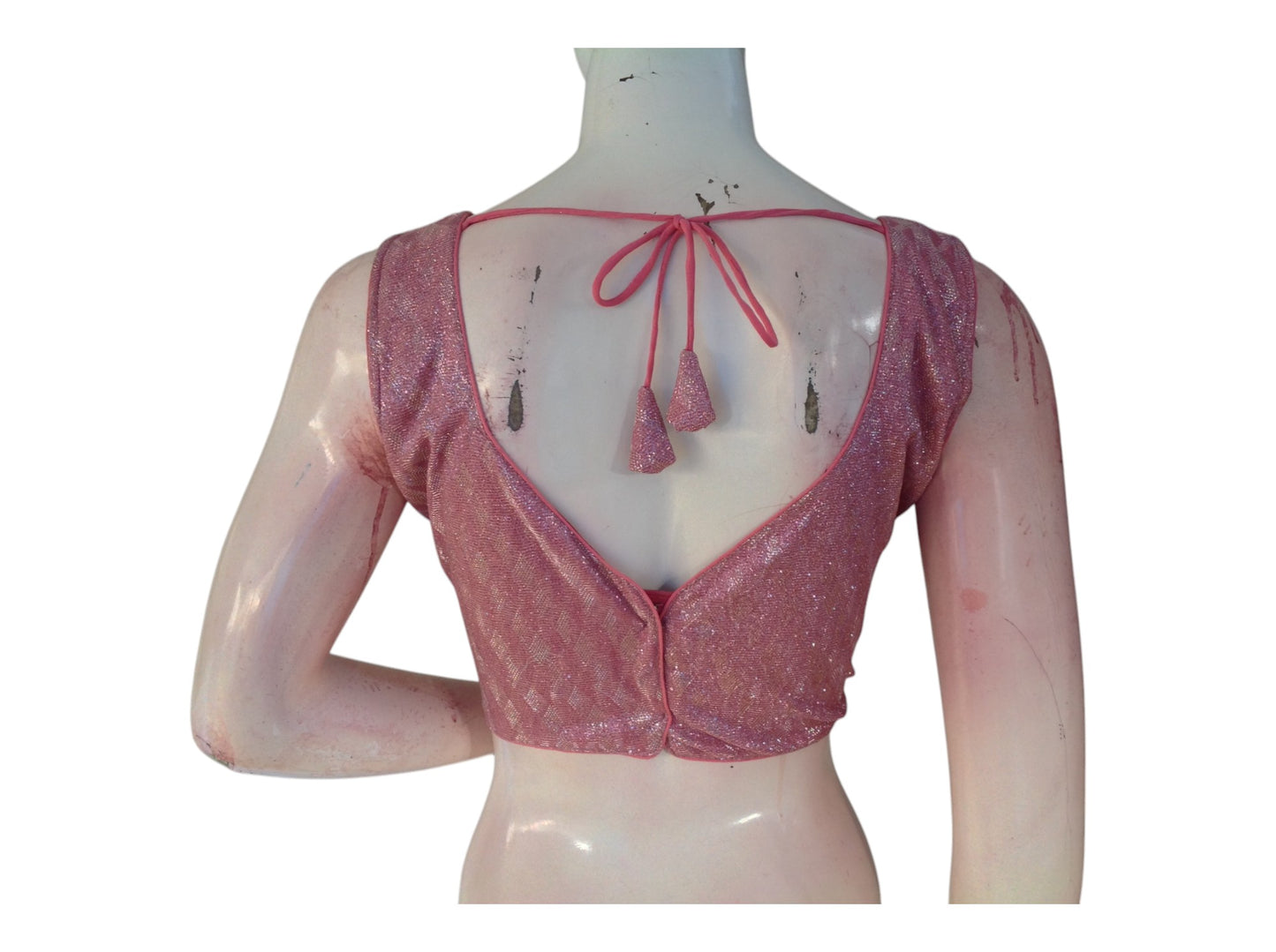 Dreamy Peach Color Sequin Ready made Blouse | Custom Designer Saree Top