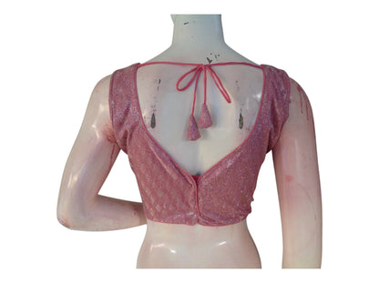 Dreamy Peach Color Sequin Ready made Blouse | Custom Designer Saree Top