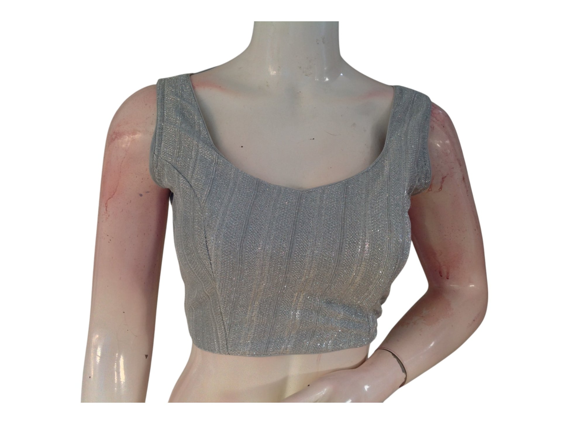 Grayish Silver Sequin Ready made Saree Blouse - A Touch of Glamour