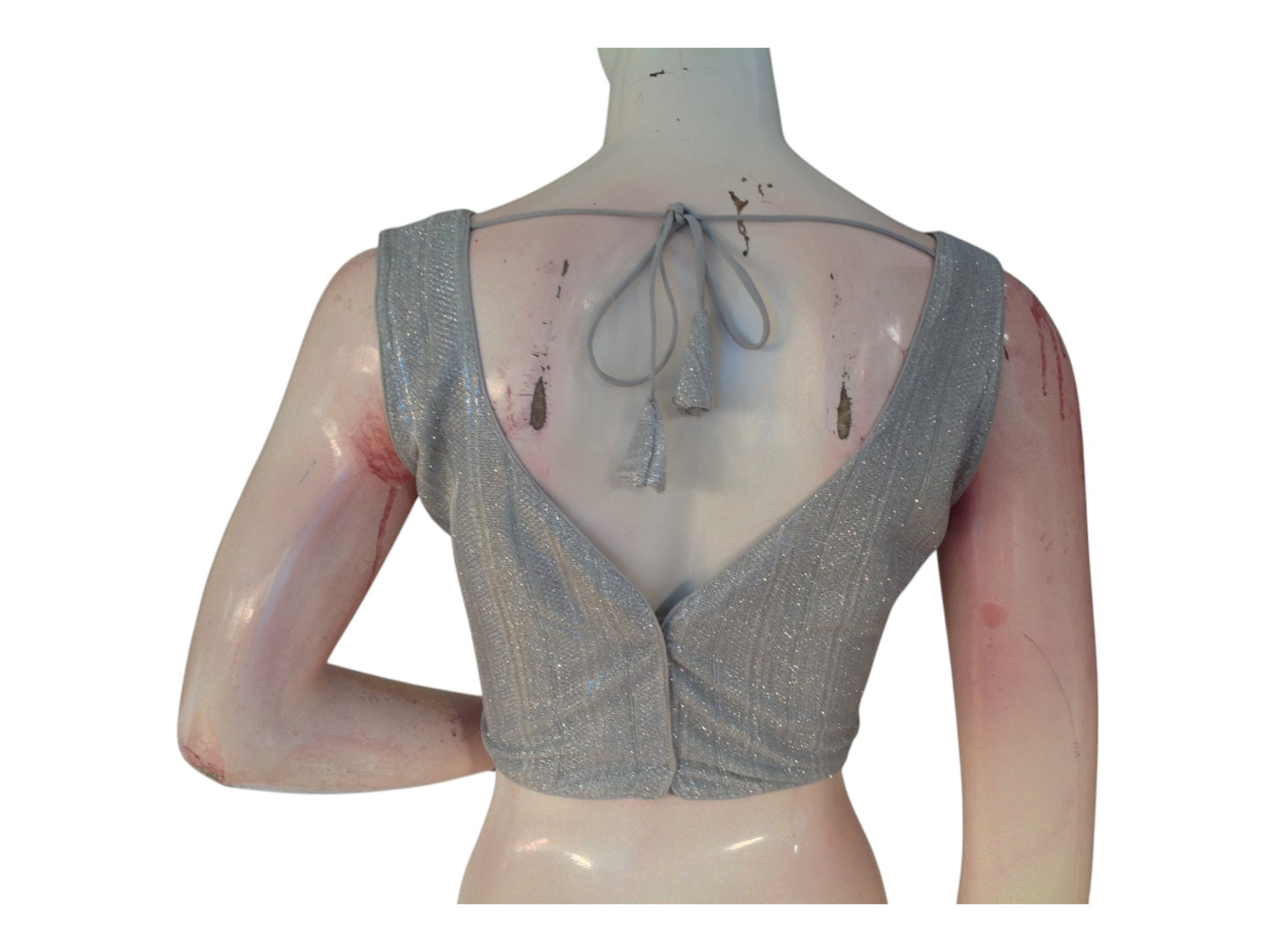 Grayish Silver Sequin Ready made Saree Blouse - A Touch of Glamour